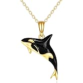 KECHO 14K Solid Gold Orca Whale Pendant Necklace, Hypoallergenic Fine Jewelry Gift for Her