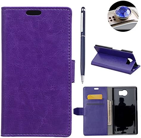 BlackBerry PRIV Case, Ayihuan Premium PU Leather Wallet Protective Cases Flip Cover with Stand Card Holder for BlackBerry PRIV Smartphone (Purple)