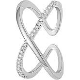 Progresssail Criss Cross Rings for Women 14K Gold White Plated Cubic Zirconia X Open Ring Statement Promise Ring Minimalist Fashion Jewelry Engagement Wedding