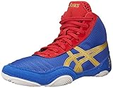 ASICS JB Elite V2.0 GS Wrestling Shoe (Little Kid/Big Kid), Jet Blue/Olympic Gold/Red, 1 M US Little Kid