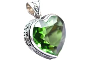 BEADS PLANET JAIPUR Peridot Silver Plated Ethnic Handmade Pendant Jewelry 2" P 5500 P 5500
