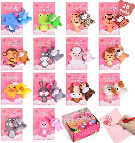 56 Pieces Mini Animal Plush Toy Set with Valentines Day Gifts