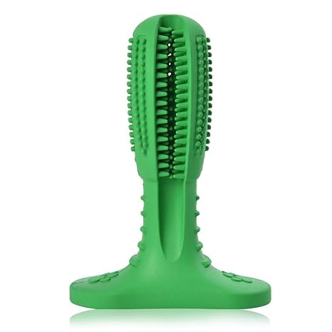 Bzonsmart Dog Toothbrush Stick Dental Care Brushing Stick Blue Natural Rubber Toothbrush for Large & Medium Dogs Pets