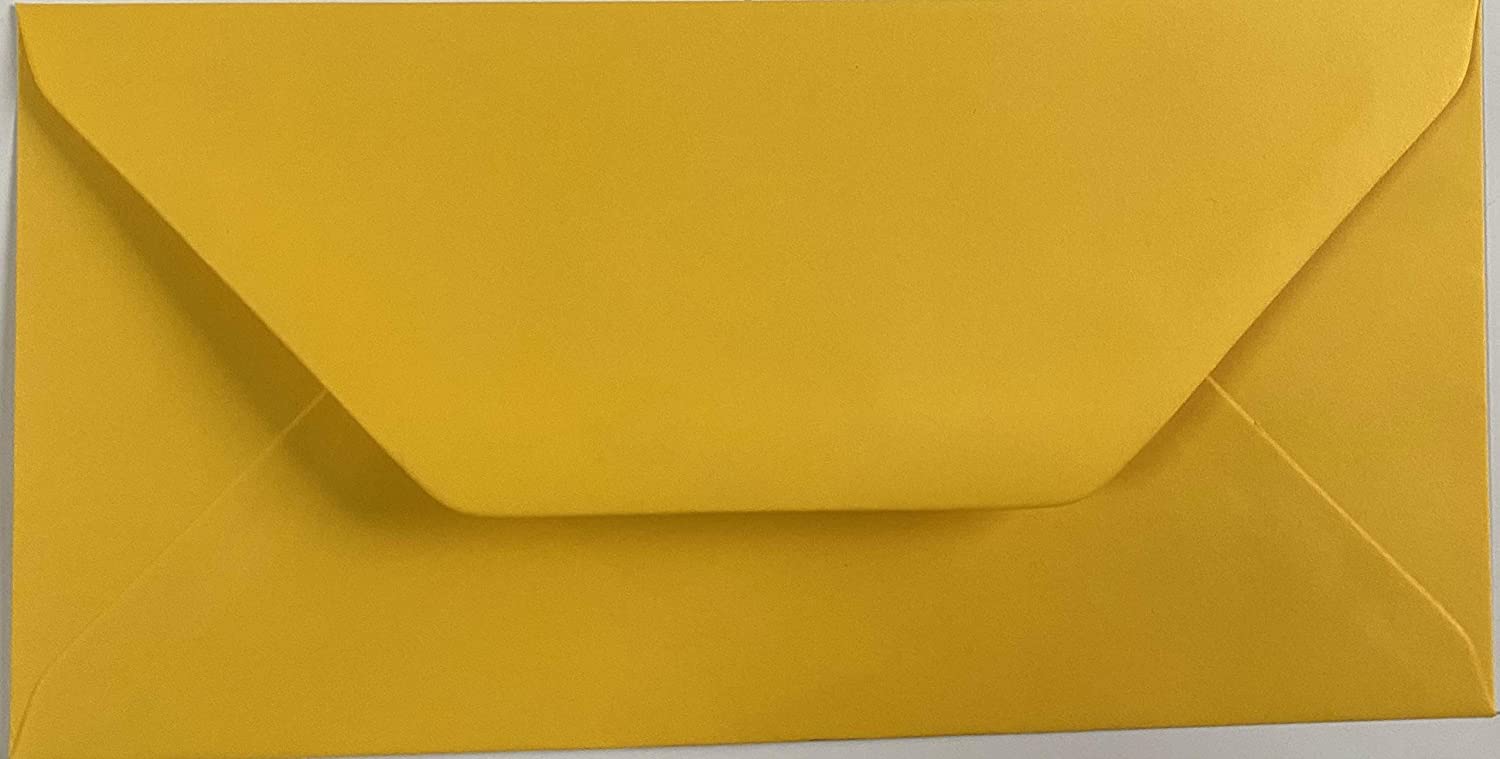 DL (110mm x 220mm) Coloured Envelopes for Greetings Cards Party Invitations & Craft - Pack of 100 (Golden Yellow) — image 1