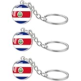 LLBFHH 3 Pcs Costa Rica Flag Key Chain,Cool Keychain for Car Keys, Stainless Steel Keyrings & Keychains,Used for Home Decoration, Jewelry Hanging Decorations.