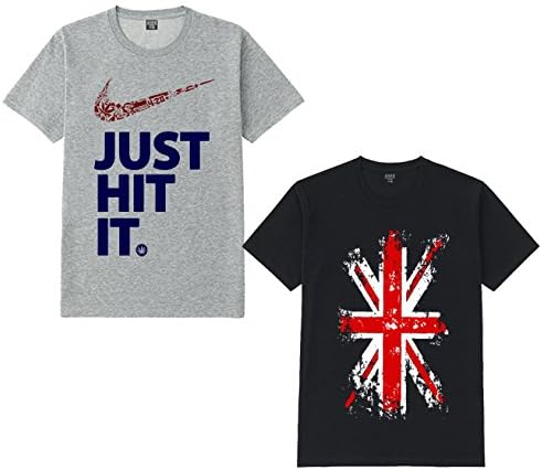 ADRO Men's Combo UK Flag and Just Hit It Printed Cotton T-Shirt