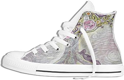 Ongyeyuan Blossom Plant Illustration Paint Style Spring Love Universe High Top Classic Casual Canvas Fashion Shoes 41