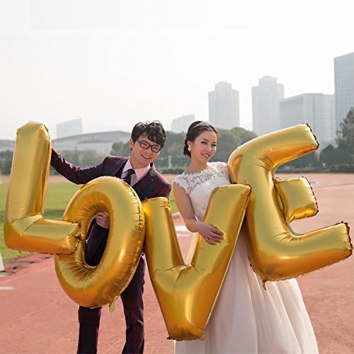 sorry to--Love Letters 40 Inch Large Gold or Silver Foil Balloons - Wedding Party Decoration (Gold)