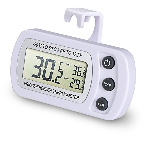 Refrigerator Thermometer, NexGadget Waterproof Fridge Freezer Thermometer With Easy to Read LCD Display and Max/Min Function,Perfect for Home,Restaurants,Bars,Cafes