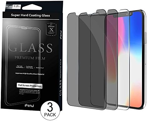 Apple iphone x privacy screen protector iphone x/10 tempered glass screen protector private screen protector (HD Clear 1 pack and Privacy Black 2 Packs) Anti-Scratch, Case Friendly
