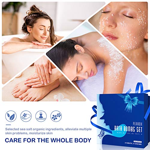 Peradix Bombas de Baño,8 piezas Bolas de Baño con Aceites Esenciales,Spa Baño de Burbujas para Hidratar la Piel Seca Sales de Baño de Bombas de Baño Espuma de Regalo para Mujeres