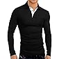 KUYIGO Men's Long Sleeve Polo Shirts Casual Slim Fit Solid Soft Cotton Pocket Shirt