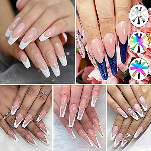 Oval French Tip Cutter 2 Pcs,9 Sizes French Smile Line Cutter DIY Nail Art Almond Deep Oval French Cutter for Nails Reusable Easy French Nail Cutter Plate Module Stainless Steel