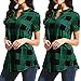 T Shirts for Womens, FORUU Casual Plaid Printed Short Sleeve V Neck Blouses Tops
