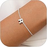 Silvora S925 Sterling Silver Initial Letter Bracelet - A to Z, 6.3" + 2" Adjustable Personalized 26 Alphabet Jewelry Initial Bracelet for Women