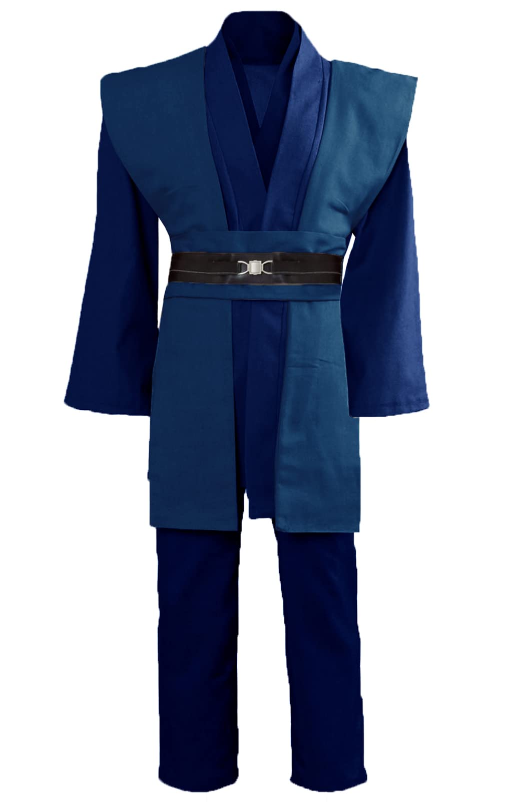 Gothden Jedi Tunic Costume Hooded Robe Knight Fancy Full Set Halloween Cosplay for Adult Mens Navy