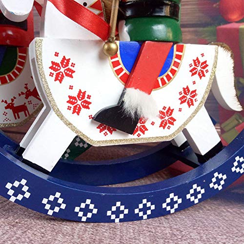 12 inch Wooden Nutcracker Rocking Horse,Decorative Christmas Nutcracker Crafts Ornaments Shelf or Table Decor - Thumbnail 4
