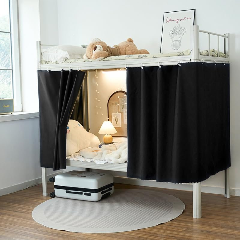 Photo 1 of NKM 2pcs Blackout Bottom bunk Bed Curtain,bunkbed Curtains for The Bottom bunk,Dorm Bed Curtains with Black Shading Coating for Students Single Sleeper