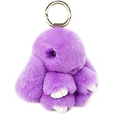 jtkdxqs Mini Bunny Keychain Artificial Rabbit Fur Plush Fluffy Key Ring Car charm for Women