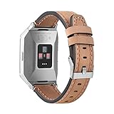 bayite Leather Bands for Fitbit Ionic Genuine Leather Replacement Accessories Straps for Fitbit Ionic Smart Fitness Watch Women Men Beige