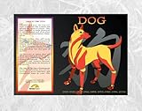 Asian Oriental Chinese Zodiac Poster Year of the Dog: Birth Years 1922 1934 1946 1958 1970 1982 1994 2006 2018