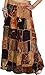 Exotic India Long Printed Dori Skirt from Gujarat with Patch Work - Rayon - Color Beige