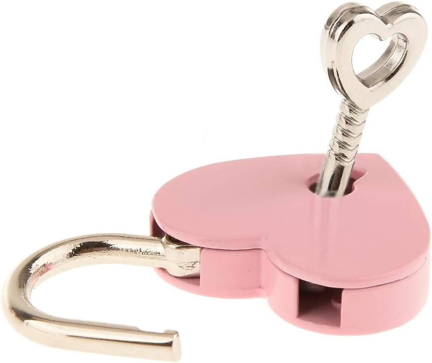 3 Pcs Small Metal Heart Shaped Padlock Mini Lock with Key for Jewelry Storage Box Diary Book, Pink - - 