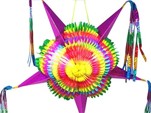 Small Colorful Foldable Cardboard Star Pinata - Ideal for Mexican Party Decorations