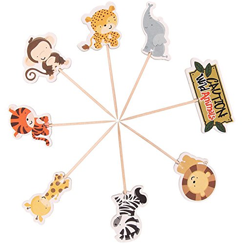 Wall of Dragon Gold Happy Gold Happy 24pcs Safari Jungle Animal Cupcake Toppers Picks Birthday Party Decoration Kids Baby Shower Boy Favors Cupcake Toppers GF504
