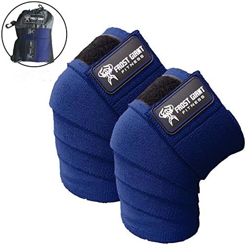 Frost Giant Fitness: 80" Knee Wraps Set. Ideal for Weightlifting, Bodybuilding, Cross Fit, Lifting and Gym Workouts. (Heavy Duty Exercising Knee Compression & Elastic Support for Men & Women),