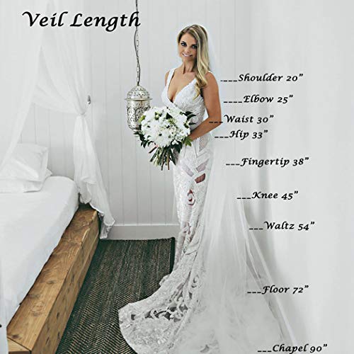 Fdesigner Bride Cathedral Veil Wedding Chapel Veils Bridal Headpieces Statement Veils Long Soft Veil with Comb 2T (Champagne) - Thumbnail 5