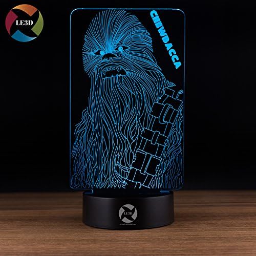 3D Optical Illusion Night Light - 7 LED Color Changing Lamp - Cool Soft Light Safe For Kids - Solution For Nightmares - Star Wars Chewbacca