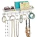 mDesign Decorative Metal Closet Wall Mount Jewelry Accessory Organizer for Storage of Necklaces, Bracelets, Rings, Earrings, Sunglasses, Wallets - 8 Large /11 Small Hooks, 1 Basket - 2 Pack - Satin
