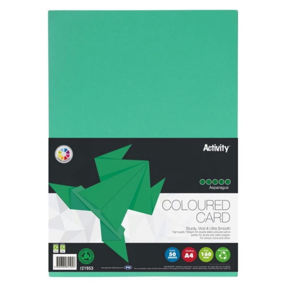 Premier Activity A4 160gsm Card – 50 Sheets in Asparagus Green