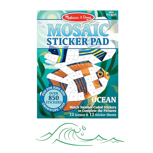 Melissa & Doug Mosaic Sticker Pad Ocean Animals (12 Color Scenes to Complete with 850+ Stickers)
