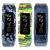 Henoda 10 Colors Replacement Wristband with Metal Clasps for Garmin Vivofit Bands (3PCS Camouflage Pattern, Small)
