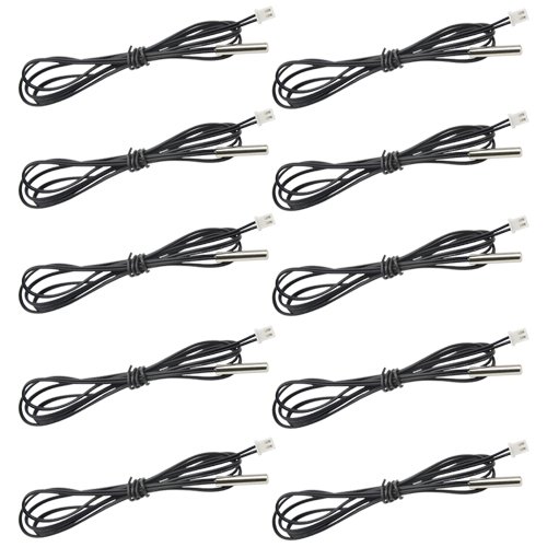 BGTXINGI 10Pcs NTC 10K Thermistor Waterproof Sensors Digital Temperature Probe for Refrigerant Air Conditioner and Refrigerator(100cm)