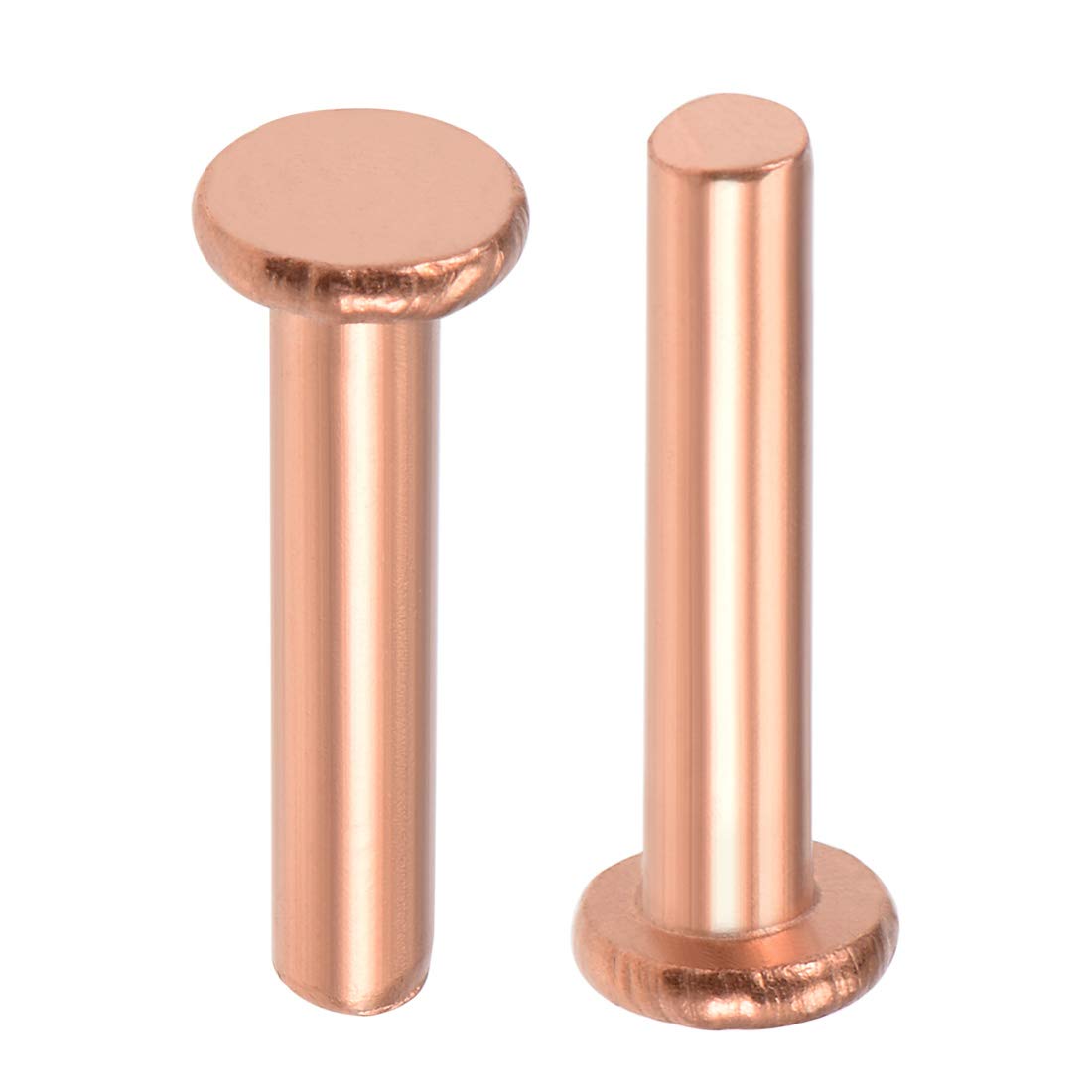 sourcing map 25 Pcs 5/32" x 25/32" Flat Head Copper Solid Rivets Fasteners