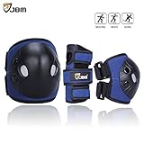 JBM Child Kids Bike Cycling Bicycle Riding Protective Gear Set, Knee and Elbow Pads with Wrist Guards Multi-sports: Rollerblading, Skating, Volleyball, Basketball, BMX (Denim Dark Blue, Child/kids)