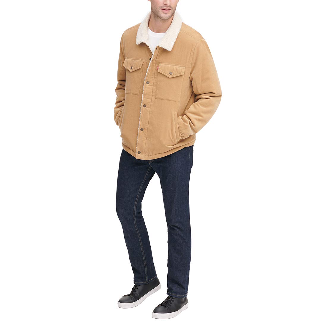 Levi's Corduroy Lined Trucker Jacket voor heren (Regular & Big & Tall Sizes) corduroy sherpa truckerjack, Roestkleurig corduroy fluweel, M