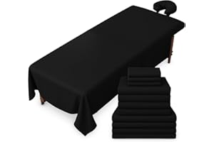 XOLLOZ Massage Table Sheets Set – 3 Piece 4 Set, Microfiber Spa Bed Sheets, Cotton-Feel Massage Bed Cover, Wrinkle & Oil Resistant, Soft Accessories for Estheticians – Black