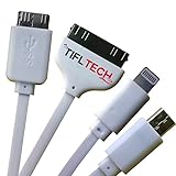 TiflTech Premium USB Cable Multifunctional 4 in 1 Universal Charger 3.3ft (1m) For iPhone 6 5 4, iPad ,Samsung Galaxy, Note 3 and most Android Smartphones , with Mini Stylus