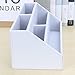 KINGFOM Pu Leather Desk Organizer with 5 Compartments Holder, Multi-Functional Office Supplies Storage Caddy for Pen/Pencil, Phones, Remote Controller and Desktop Accessorie White