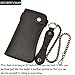 LUUFAN Men's Genuine Leather Long Wallet Chain Wallet, Engraved Bifold Wallet