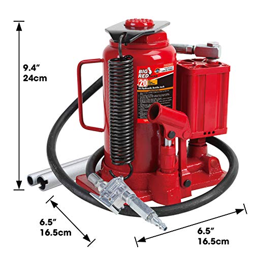 BIG RED 20 Ton Hydraulic Aluminum Alloy Pump/Pneumatic Quick Lift Welded Car Bottle Jack, Longer Lifespan, Ideal for Car, Pickup, Truck, SUV, Industrial Engineering - Image 5