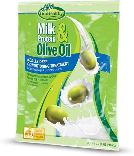 Milk Protein & Olive Oil Hair Deep Conditioning Treatment Hair Mask Strengthens, Repairs, Stops Breakage and Promotes Growth for Soft, Healthy, Manageable Hair - Sofn’Free GroHealthy - Pack of 2