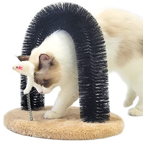 HeyKitten Cat Self Groomer Arch, 13"H Back Scratchers, Face Hair Brush