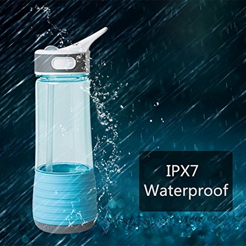 Travel Water Bottle with Speakers Bluetooth & Straw Outdoor & Safety Light for Hiking | BPA Free Water Bottle Wireless IPX7 Waterproof Rechargeable Stereo Mini Speaker By cAoku