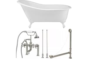 Vintage Tub & Bath Charlotte 60 Inch Cast Iron Slipper Clawfoot Tub Package