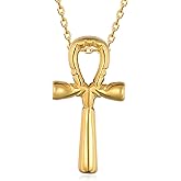 TYSO Gold Ankh Necklace 925 Sterling Silver Ankh Cross Pendant Egyptian Necklace Jewelry for Women